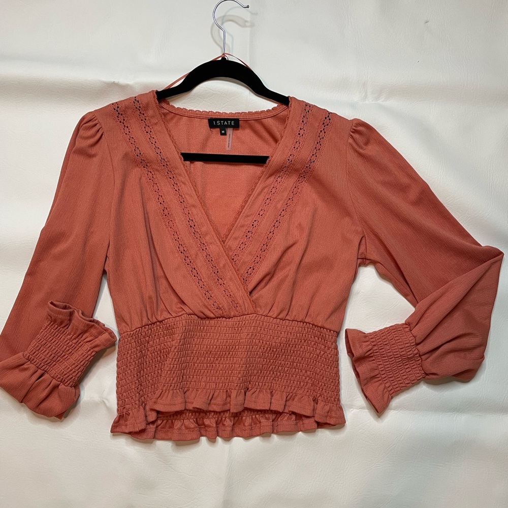 Flattering 1. State Orange Blouse Top. Size Medium